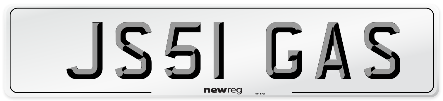 JS51 GAS Number Plate from New Reg